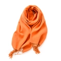 Orange solid-color tassel scarf in soft cashmere-like blend on white background - No.15 Orange Yellow
