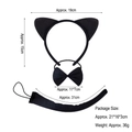 Black cat ear headband set with bow tie and long tail for kids costume accessory - All Black Cat Ear 3-Piece Set
