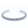 Punk retro skull embossed silver metal open bangle bracelet with adjustable C-shape - Steel Color (AB0205)