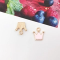 DIY crown charms for jewelry making in gold metal finish and pink enamel detail - Pink Crown (11x12mm)