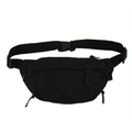 Minimalist black streetwear chest bag with multi-zipper pockets and adjustable strap - Black