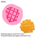 Pink silicone waffle mold for aromatherapy candles and cakes with finished product view - 1# Waffle / Pink