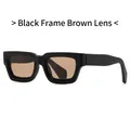 Fashionable square thick frame sunglasses in black with tea brown lenses - Matte Black Frame Tea Lens