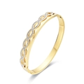 Bracelet jonc en acier inoxydable doré avec symbole infini et pavé de cristaux brillants - Doré