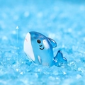 Miniature blue cartoon shark figurine, micro ocean landscape ornament, 3cm height - Shark No. 4