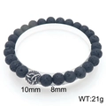 Natural black volcanic stone bracelet with a silver Celtic knot metal spacer bead - Celtic Knot Embossed Pattern (KB205889-Z)