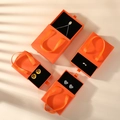 Bright orange drawer jewelry gift box with silk ribbon handle and black velvet insert - 8*8*3cm / Orange