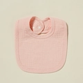 Pink soft cotton muslin baby bib with snap button closure for newborn infants - Light Pink