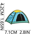 Detailed view of tent embroidery patch showing dimensions 7.1cm x 4.2cm for clothing decor - No.15 Triangle Tent