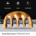 Sandalwood head massage comb with five teeth for scalp relief, 9.8cm x 5.5cm size - Green Sandalwood Small Ball Head Massage Comb