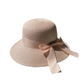 Sommer Strohhut für Damen mit eleganter hellrosa Schleife und breiter Krempe als Sonnenschutz - Rosa Band (Erwachsene)