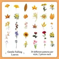 60pcs vintage botanical scrapbook stickers featuring autumn leaves and flowers - Gentleness of Fallen Leaves