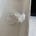 Silver open ring featuring double white pearls with a minimalist modern design - Silver Double Pearl