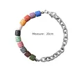 Bracciale con pietre vulcaniche colorate e catena in argento, lunghezza di 20 cm - Stile di base / 20cm