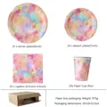 Watercolor party dinnerware set including 96 pieces of plates, cups and napkins - Watercolor Plates Napkins Cups Set (High Capacity)