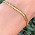 Classic 18K gold plated stainless steel herringbone snake chain bracelet for women - 4mm Soft Snake Chain Bracelet