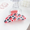 Pink heart plastic claw clip with LOVE lettering pattern for elegant romantic hairstyles - Bicolor Heart - Small Semicircle