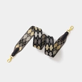 Adjustable woven shoulder strap with geometric diamond pattern and gold metal swivel hooks - Width 5cm Length 70cm / Black Strap Gold Buckle