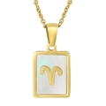 Aries zodiac necklace in 18K gold stainless steel with a white iridescent shell inlay - Aries (With Chain)