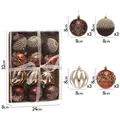 Set van twaalf kerstballen van 8cm in champagne en brons met diverse texturen - Champagne en Koffie Set (12 Stuks/Doos)