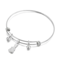 Verstelbare zilveren roestvrijstalen armband met gitaarhanger en twee ronde kralen - Zilver (KB149668-Z)