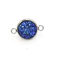 Zilveren roestvrijstalen connector met blauwe glitter voor DIY-sieraden maken - Blauwe Sterren Stijl (19) / 12mm