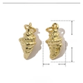 Macro detail of a 16x6mm shell-shaped gold copper pendant for DIY jewelry making - Shell Shape (VH715x3) / Gold