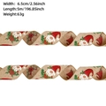 Detailed Christmas ribbon with red gnomes and snowflakes pattern 6.5cm wide and 5m long - Khaki Gnome / 5 Meters