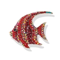 Tropical fish brooch in gold finish with red and blue rhinestones for women - Red Fish (XZ0168)