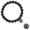 Bracelet de projection cœur personnalisé avec perles de pierre de lave noire naturelle - Bracelet Pierre de Lave