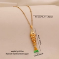 Golden stainless steel necklace with orange fish pendant and size specification text - 6# Orange