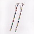 Colorful crystal tassel drop earrings in silver setting featuring a vibrant gradient design - 8*0.2cm / Silver Multicolor Zircon