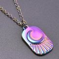 Rainbow stainless steel moon sun pendant necklace with colorful iridescent finish - Rainbow Color + Necklace Chain