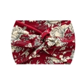Elastic yoga headband in burgundy floral print with a stylish crossover twist design - 14-Wine Red Large Floral