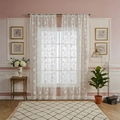 Elegant white lace curtain with rose embroidery and scalloped edges in a modern room - 140*260cm / White