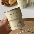 Cartoon dog camping mug made of cream stainless steel for picnic and outdoor travel - Leisure Beach Dog