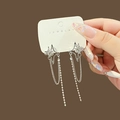 Elegant silver star tassel earrings with sparkling rhinestones in a sleek metallic finish - Silver Pentagram Tassel