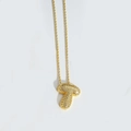 Gold mushroom pendant necklace with sparkling crystals and twisted rope chain - Letter T