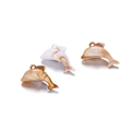 Macro shot of dolphin-shaped acrylic charms in marble white and amber brown for DIY jewelry - Dolphin 1 B66