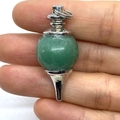Green aventurine crystal ball pendant with silver metal fittings for necklace - Green Aventurine