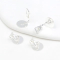 Silver plated flat round disc ear clip converters for DIY jewelry making set of four - Type 6 Flat Triangle Clip Thick Silver