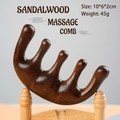 Natural green sandalwood massage comb with wide teeth and organic wood grain texture - Golden Silk Sandalwood - 5-Finger Ball