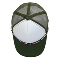 Olive green and white mesh trucker hat featuring a decorative colorful beaded chain - M (56-58cm) / Army Green & White