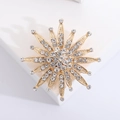 Élégante broche fleur étoile dorée avec des strass brillants pour femmes - Doré