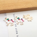 Enamel unicorn pendants with colorful mane and golden finish for DIY jewelry - Colorful Enamel Unicorn 1.7g