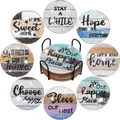 8er-Pack DIY-Strass-Untersetzer mit Sprüchen und schwarzem Metallhalter für Autos - CZD-010 Inspirierende Zitate / 2 Stück/Set