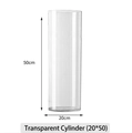 Tall 50cm transparent acrylic cylindrical vase for flowers and hydroponic plants - Transparent Round Straight Bucket (20*50); Flower Bucket