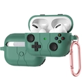 Custodia per AirPods Pro in silicone verde scuro con design retro console e gancio metallo - Verde Pino / AirPods Pro/Pro2