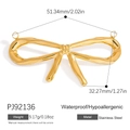 Golden stainless steel butterfly pendant PJ92136 with measurements and waterproof features - PJ92136-Gold Liquid Bow