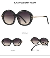 Vues détaillées des lunettes de soleil rondes effet marbre avec branches en métal doré - Monture Gris Marbré Lentille Thé